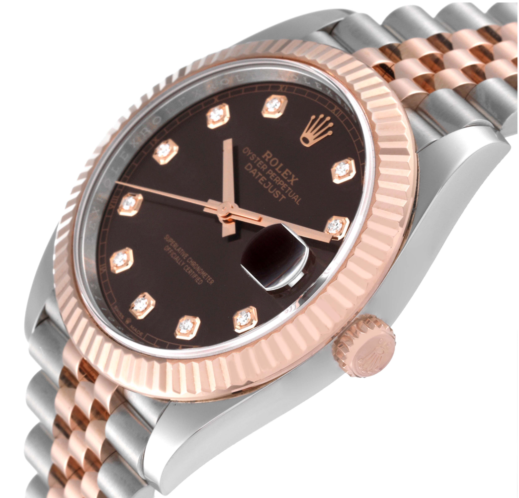 Rolex Datejust 41 Steel Everose Gold Diamond Dial Mens Watch 126331