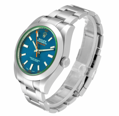 New Rolex Milgauss Z-Dial Green Crystal Steel Mens Watch 116400GV