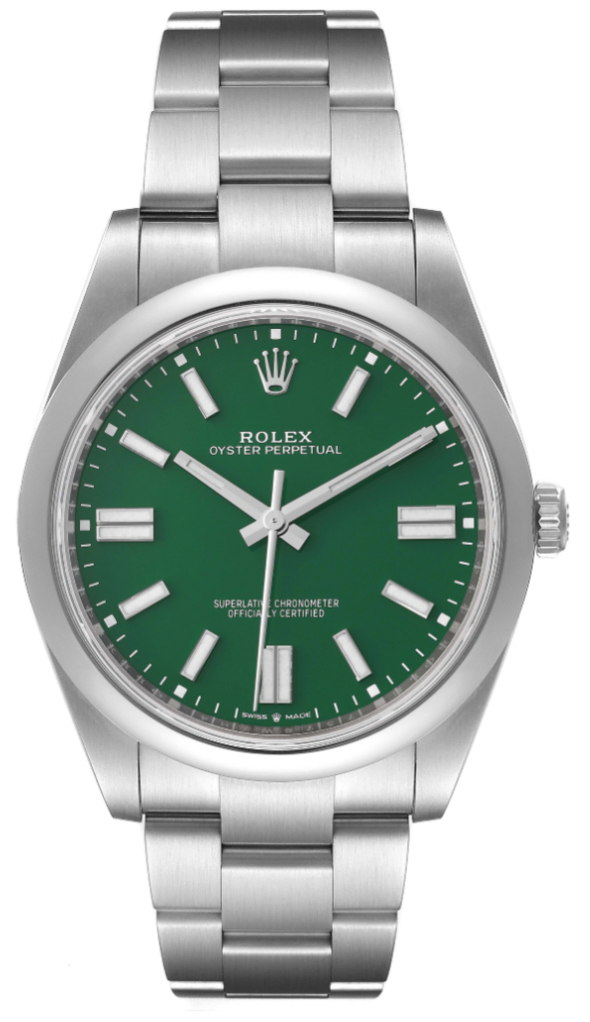 New Rolex Oyster Perpetual 41mm Green Dial Steel Mens Watch 124300