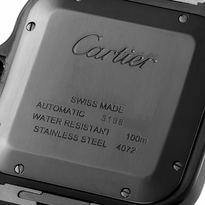 New Cartier Santos de Cartier Black Rubber Strap Steel Mens Watch WSSA0039