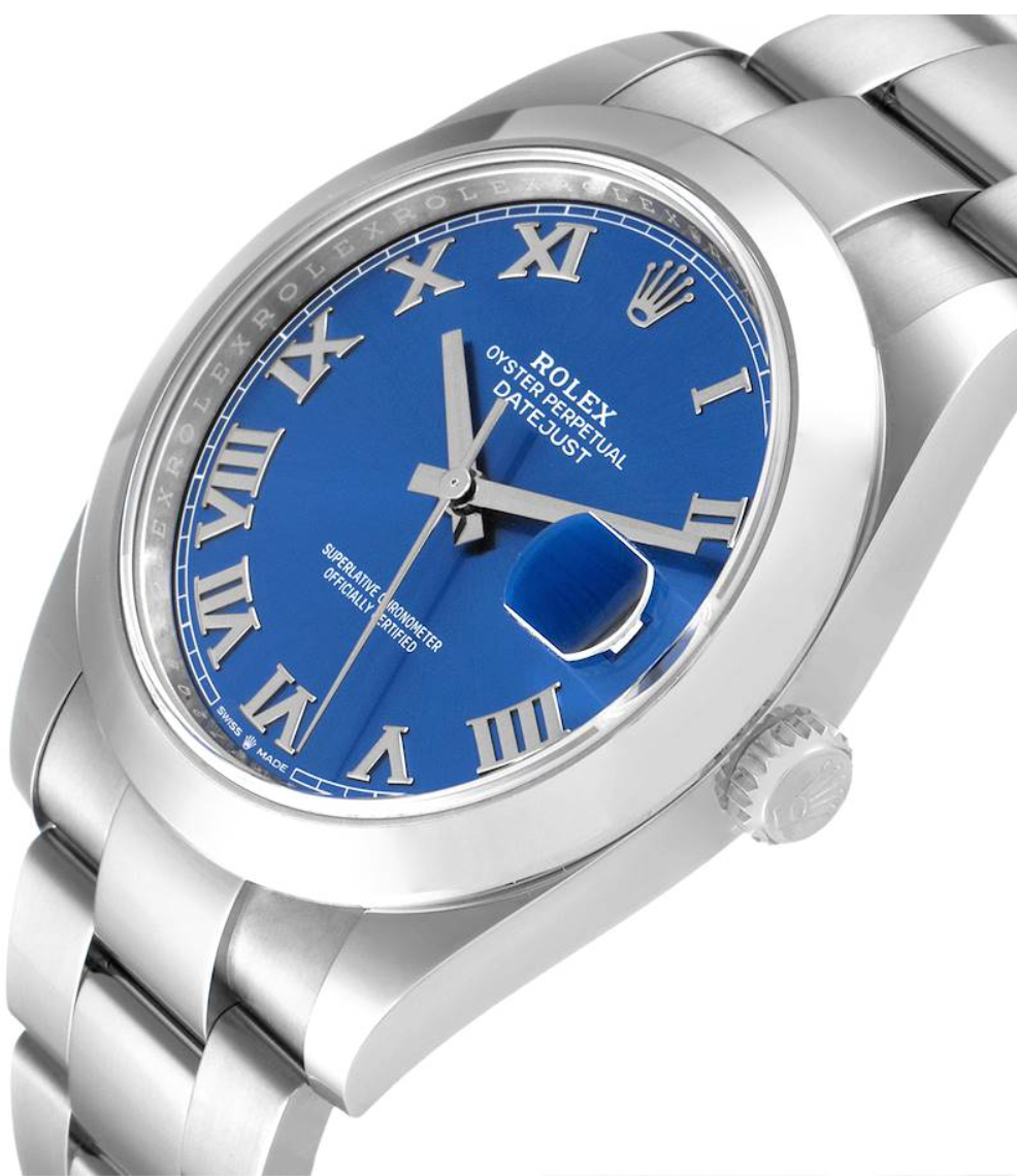 Pre-Owned Rolex Datejust 41 Blue Roman Dial Steel Mens Watch 126300