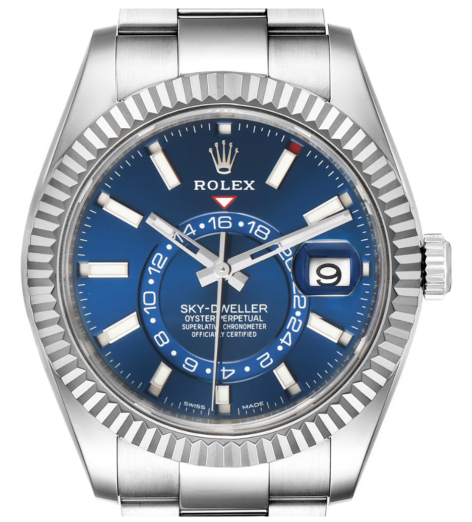 New Rolex Sky Dweller Blue Dial Steel White Gold Mens Watch 326934
