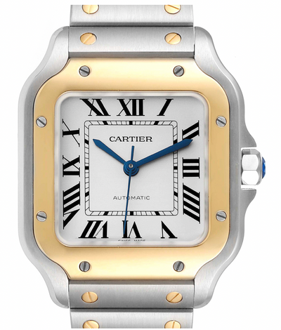 Pre-Owned Cartier Santos Medium Steel Yellow Gold Mens Watch W2SA0007
