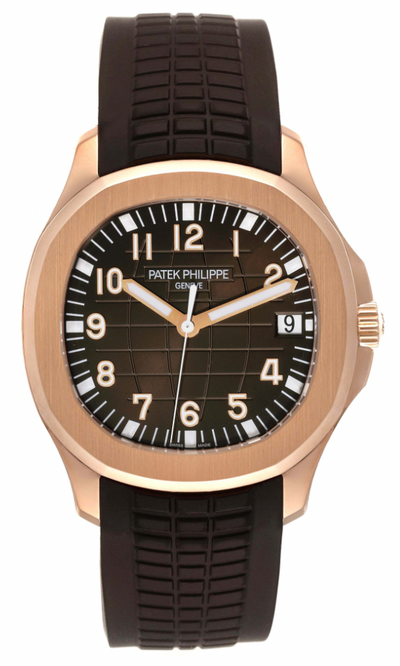 New Patek Philippe Aquanaut Date Rose Gold Brown Strap Mens Watch 5167R