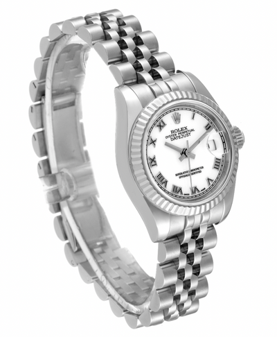 Pre-Owned Rolex Datejust Steel White Gold White Dial Ladies Watch 179174