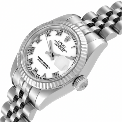 Pre-Owned Rolex Datejust Steel White Gold White Dial Ladies Watch 179174