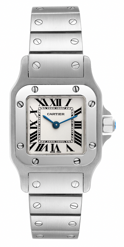 Pre-Owned Cartier Santos Galbee Small Silver Dial Steel Ladies Watch W20056D6