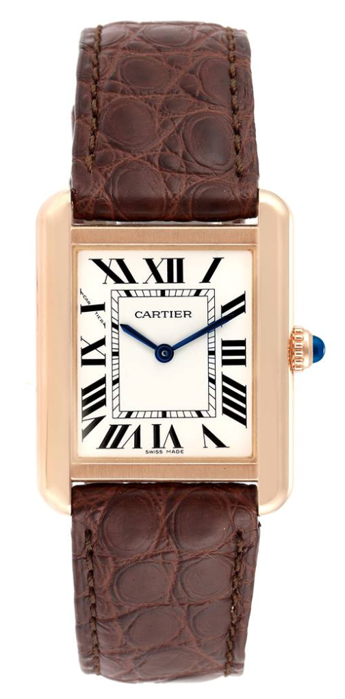 Pre-Owned Cartier Tank Solo Rose Gold Steel Silver Dial Ladies Watch W5200024