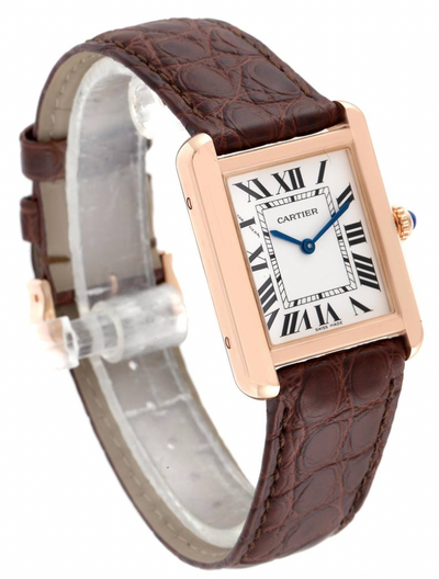 Pre-Owned Cartier Tank Solo Rose Gold Steel Silver Dial Ladies Watch W5200024