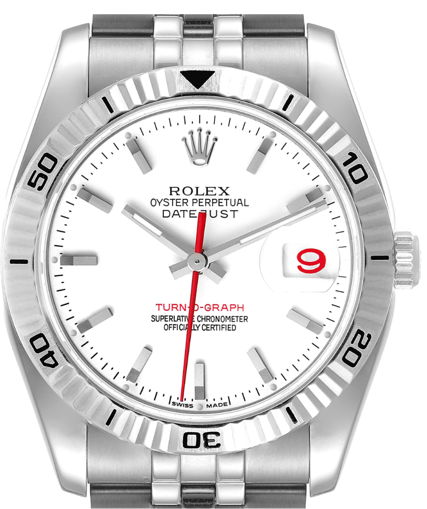Rolex Turnograph Steel White Gold Bezel White Dial Mens Watch 116264