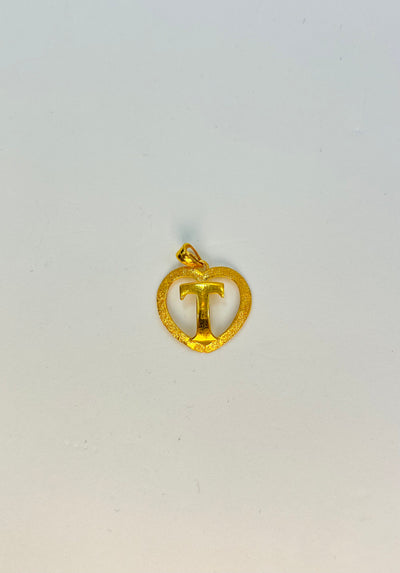 21k Gold T Heart Pendant